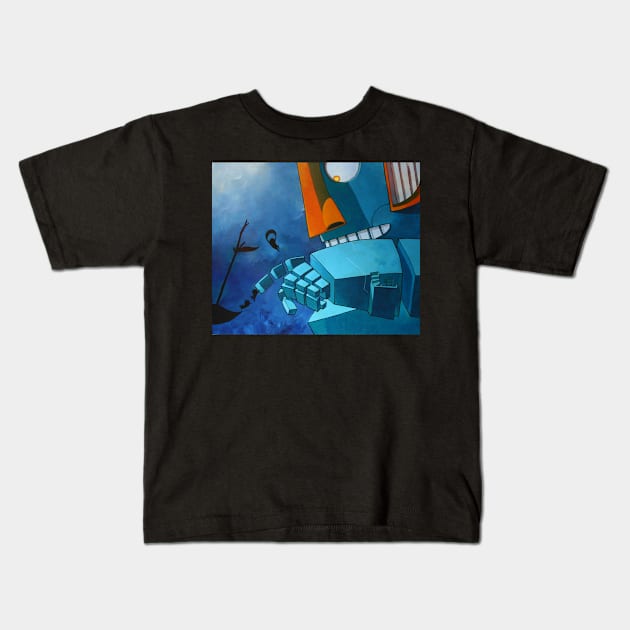 Blue robot house. Kids T-Shirt by BatistaStudio